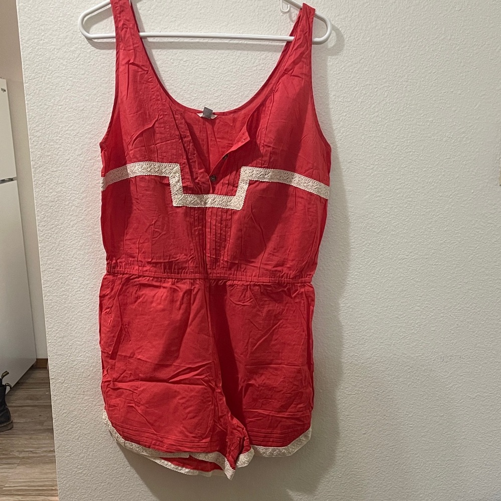 Fossil Coral and Cream Romper